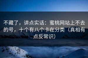 不藏了，讲点实话：蜜桃网站上不去的号，十个有八个卡在分类（真相有点反常识）
