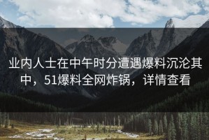 业内人士在中午时分遭遇爆料沉沦其中，51爆料全网炸锅，详情查看