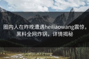 圈内人在昨晚遭遇heiliaowang震惊，黑料全网炸锅，详情揭秘