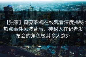 【独家】蘑菇影视在线观看深度揭秘：热点事件风波背后，神秘人在记者发布会的角色极其令人意外