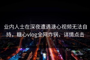 业内人士在深夜遭遇溏心视频无法自持，糖心vlog全网炸锅，详情点击