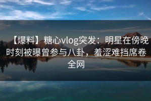 【爆料】糖心vlog突发：明星在傍晚时刻被曝曾参与八卦，羞涩难挡席卷全网