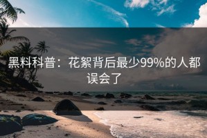 黑料科普：花絮背后最少99%的人都误会了