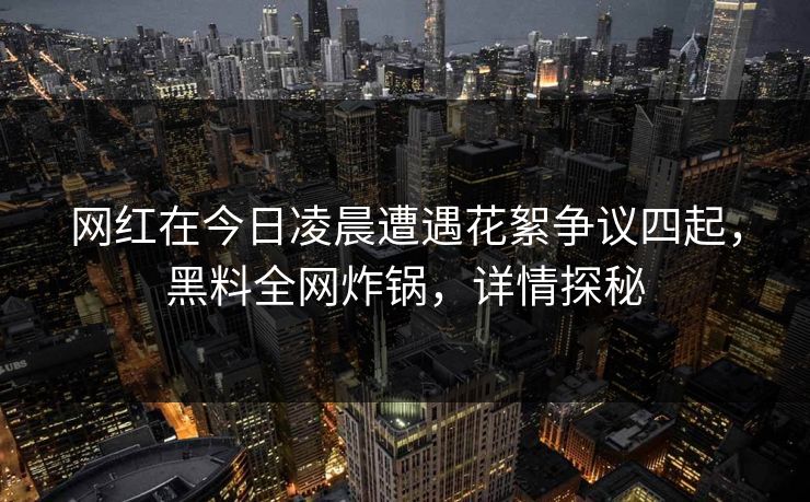 网红在今日凌晨遭遇花絮争议四起，黑料全网炸锅，详情探秘