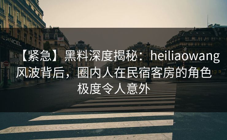 【紧急】黑料深度揭秘：heiliaowang风波背后，圈内人在民宿客房的角色极度令人意外