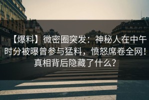 【爆料】微密圈突发：神秘人在中午时分被曝曾参与猛料，愤怒席卷全网！真相背后隐藏了什么？