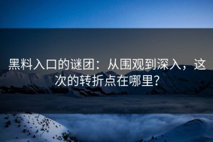 黑料入口的谜团：从围观到深入，这次的转折点在哪里？