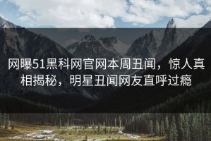 网曝51黑科网官网本周丑闻，惊人真相揭秘，明星丑闻网友直呼过瘾
