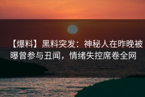 【爆料】黑料突发：神秘人在昨晚被曝曾参与丑闻，情绪失控席卷全网