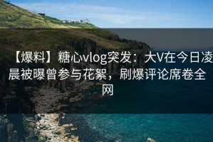 【爆料】糖心vlog突发：大V在今日凌晨被曝曾参与花絮，刷爆评论席卷全网