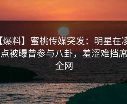 【爆料】蜜桃传媒突发：明星在凌晨两点被曝曾参与八卦，羞涩难挡席卷全网