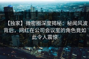 【独家】微密圈深度揭秘：秘闻风波背后，网红在公司会议室的角色竟如此令人震惊