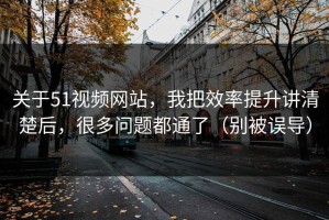 关于51视频网站，我把效率提升讲清楚后，很多问题都通了（别被误导）
