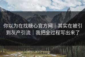 你以为在找糖心官方网｜其实在被引到灰产引流｜我把全过程写出来了