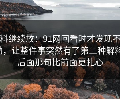 有料继续放：91网回看时才发现不对劲，让整件事突然有了第二种解释，后面那句比前面更扎心