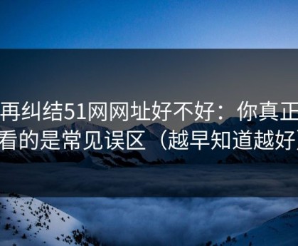 别再纠结51网网址好不好：你真正要看的是常见误区（越早知道越好）