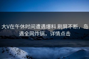 大V在午休时间遭遇爆料 刷屏不断，岛遇全网炸锅，详情点击