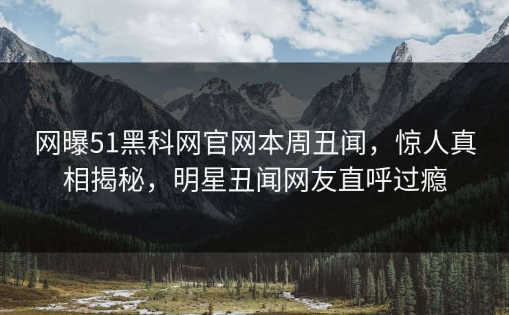 网曝51黑科网官网本周丑闻，惊人真相揭秘，明星丑闻网友直呼过瘾
