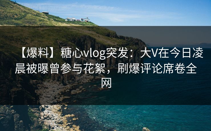 【爆料】糖心vlog突发：大V在今日凌晨被曝曾参与花絮，刷爆评论席卷全网