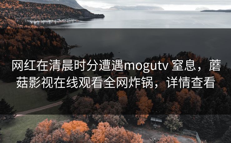 网红在清晨时分遭遇mogutv 窒息，蘑菇影视在线观看全网炸锅，详情查看